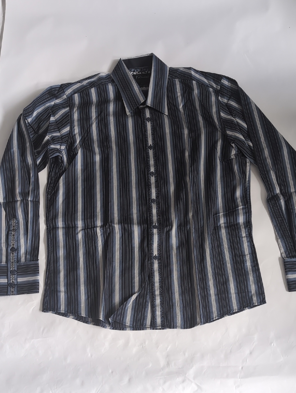 7 Diamonds Men's Vertical Stripe Dress Shirt - XL